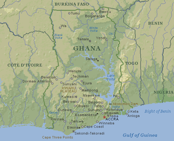 ghana physical map
